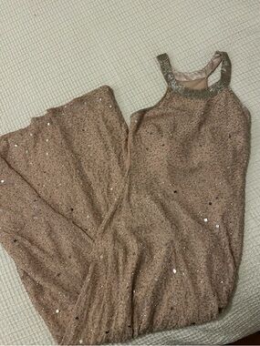 Cache Blush Pink Beaded Evening Dress